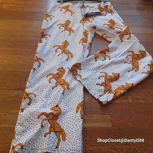 Stylish Hi-Rise Horse Print Wide Leg Trouser Pants